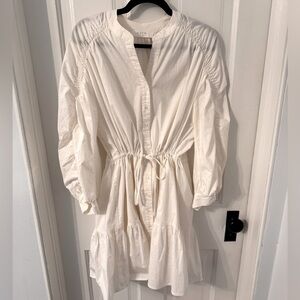 Astr // White Button-Down Adjustable Waist Shirt Dress
